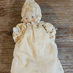 Antique Bisque Porecain String Baby Doll Japan